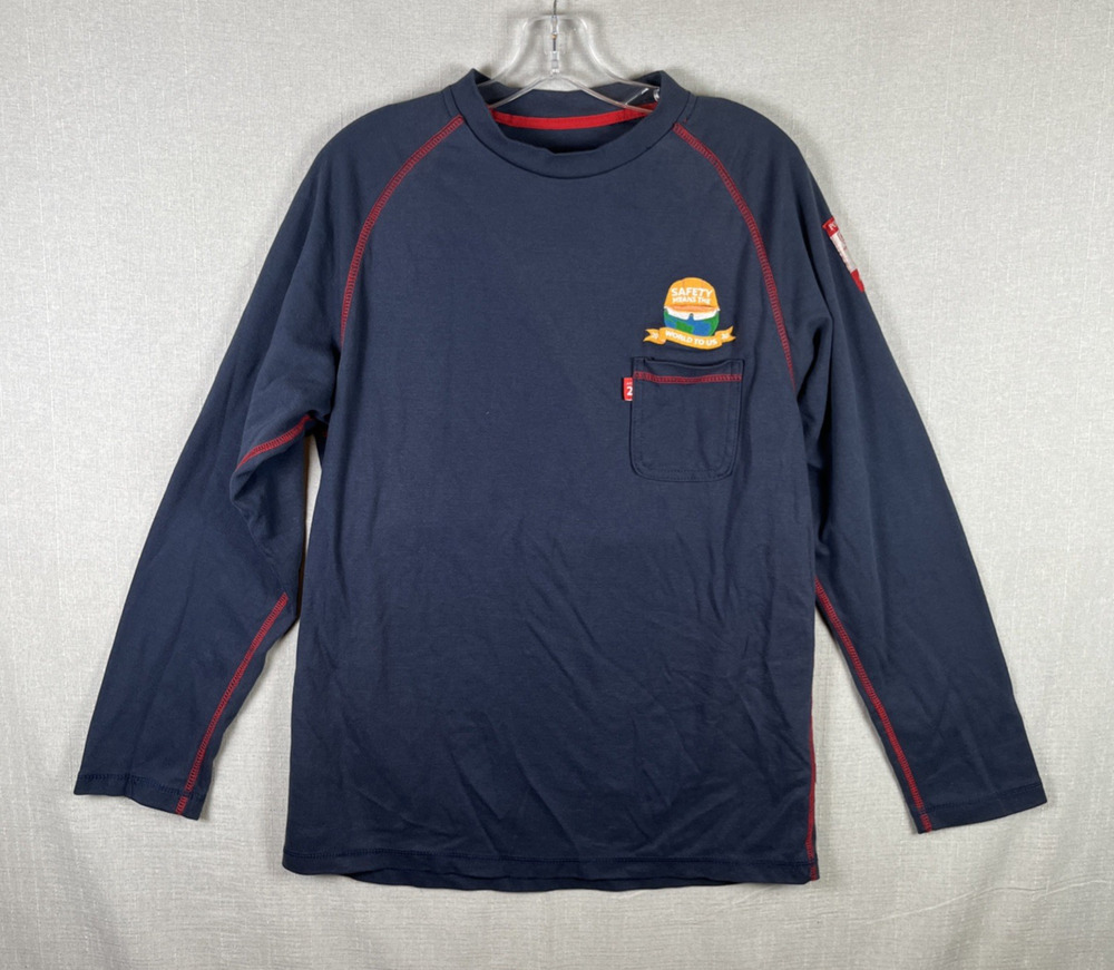 Portwest BizFlame FR Navy Crew Neck Mens Size M 12 cal 2 ARC Flame Resistant EUC